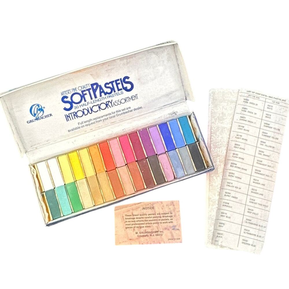 VTG Grumbacher Soft Pastels 30 Half-Length Intro Asmt No-00/C Multicolor Artsy